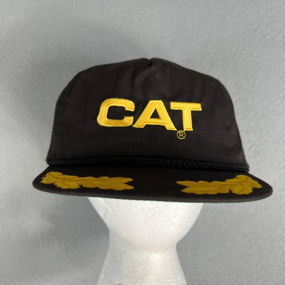 VTG‎ CAT Caterpillar Strapback Hat Black USA 1990s Michigan CAT Collector Series
